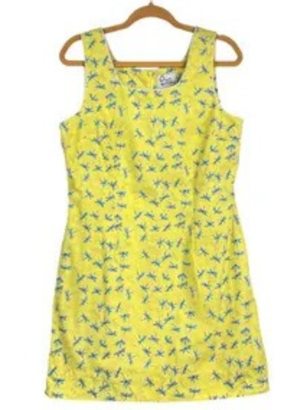 Vintage Lilly Pulitzer Yellow & Blue Dragonfly Print Dress Size 10